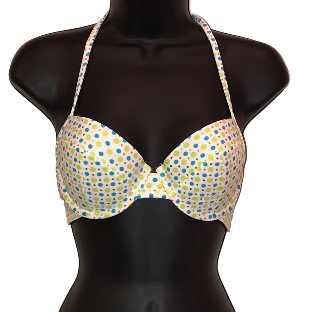Old Navy Bikini Top Medium Polka Dot Underwire Halter Swim Top